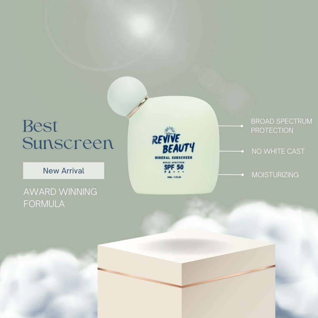 Revive Beauty Mineral Sunscreen SPF 50 PA+++ | Broad-Spectrum UV Protection for Sensitive Skin Sunscreen Revive Beauty