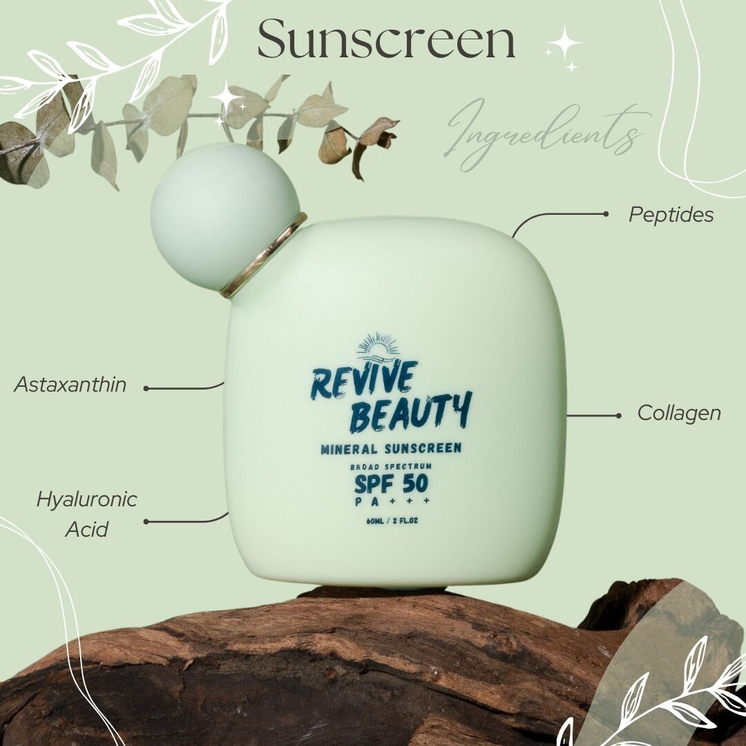 Revive Beauty Mineral Sunscreen SPF 50 PA+++ | Broad-Spectrum UV Protection for Sensitive Skin Sunscreen Revive Beauty 